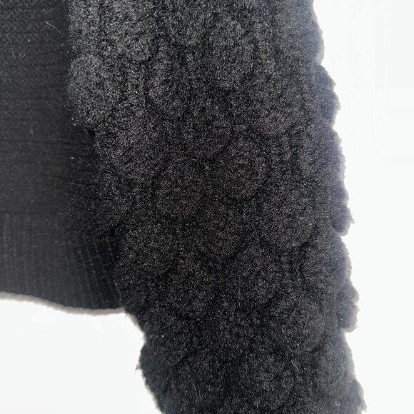 Harper Heritage Black Chunky Knit Sweater with Textured Bubble Sleeves Size S - Picture 2 of 4